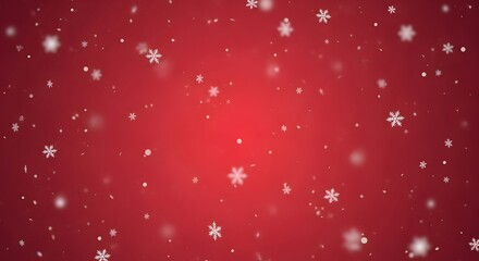Falling white snowflakes and dots on a red gradient background winter falling snow
