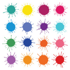 Vibrant colorful paint splatter graphic design elements