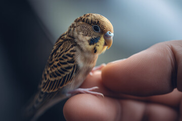Tiny Bird Resting on a Human Hand