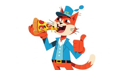 Fox enjoying a delicious pizza slice