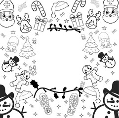 Obraz premium Simple vector illustration of Saint Nicholas Day Celebration, Santa Claus. Round frame with space for text and title.