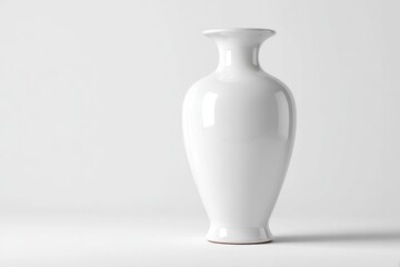 Elegant White Porcelain Vase Standing Alone on Plain Background for Home Decor Inspiration