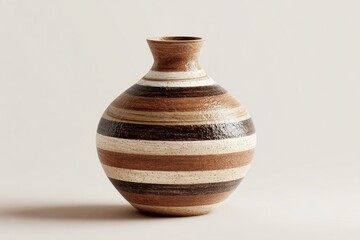 Earthy Striped Ceramic Art Vase