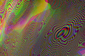 A screen display waveform pattern with rgb distortion glitch effect abstract background in multicolor