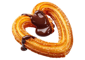 Delicious chocolate covered churro on black background