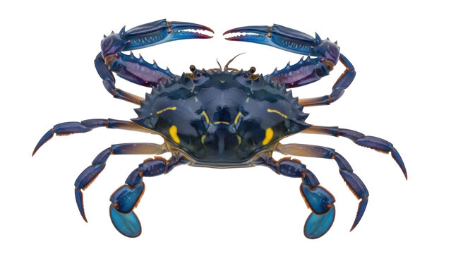 Isolated Blue Crab, a Decapod Crustacean with Bright Turquoise Claws, Found near the Atlantic Ocean