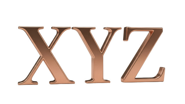 Isolated Metallic XYZ Letters Depicting Uncertainty or The Last Three Letters of Alphabet