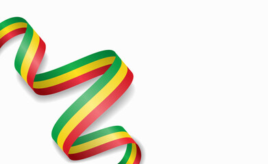 Malian flag stylized wavy ribbon, symbolizing national pride, celebration, or cultural identity. Vector illustration.