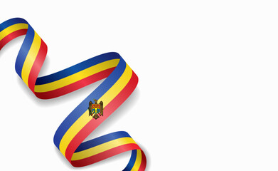 Moldovan flag stylized wavy ribbon, symbolizing national pride, celebration, or cultural identity. Vector illustration.