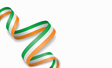 Irish flag stylized wavy ribbon, symbolizing national pride, celebration, or cultural identity. Vector illustration.