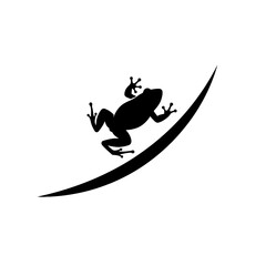 Frog leap following rising curve silhouette vector illustration