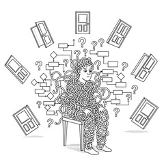 Analysis Paralysis: Man Tangled in Flowcharts and Choices Unable to Decide
