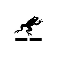 Frog jump from split ground base silhouette vector illustration