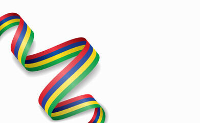 Mauritius flag stylized wavy ribbon, symbolizing national pride, celebration, or cultural identity. Vector illustration.