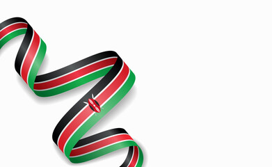 Kenyan flag stylized wavy ribbon, symbolizing national pride, celebration, or cultural identity. Vector illustration.