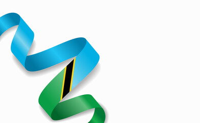 Tanzanian flag stylized wavy ribbon, symbolizing national pride, celebration, or cultural identity. Vector illustration.
