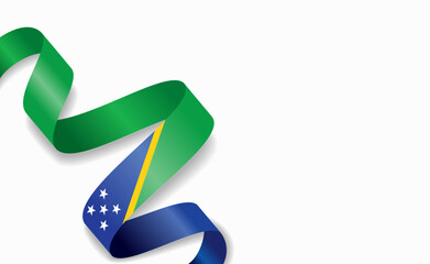 Solomon Islands flag stylized wavy ribbon, symbolizing national pride, celebration, or cultural identity. Vector illustration.