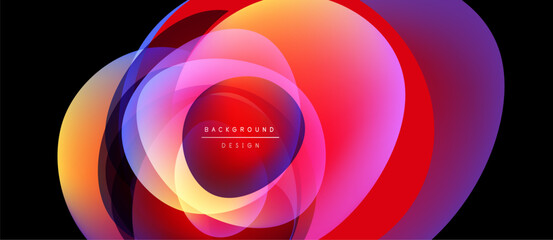 Abstract colorful layers create dynamic visual effect. Gradient hues blend, forming modern background design. Smooth shapes overlap.