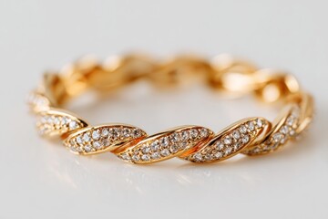 Luxurious Gold Diamond Twist Bangle Bracelet with Sparkling Stones and Elegant Design Elements