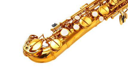 Golden Saxophone Isolated on White Background

