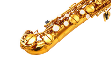 Golden Saxophone Isolated on White Background

