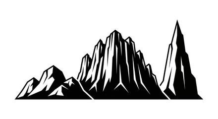 Black and White Mountain Range Landscape Illustration