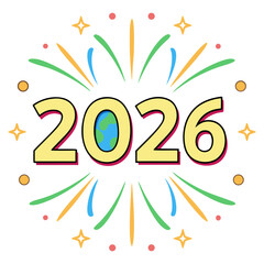 Obraz premium Colorful happy birthday card design featuring a floral illustration decoration and celebration sign for a new year party holiday