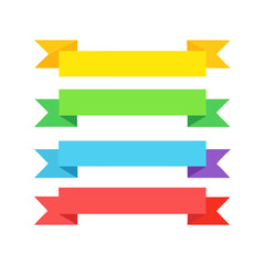 Fototapeta premium Vector collection of colorful origami ribbons and paper arrows featuring blank banner templates and sticker labels for web design elements