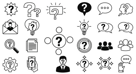 Question Mark Icons for Confusion, Inquiry, and Problem Solving