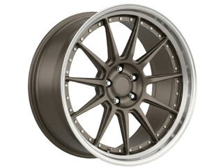 Obraz premium Isolated car wheel with spokes and polished lip for automotive design, custom wheels