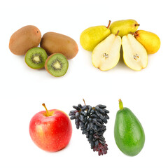Assortment of Fresh Fruits Isolated on White Background