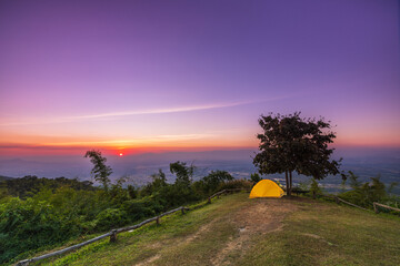Beautiful sunset on Pha Daeng viewpoint, Na Yung Nam Som National park, Udon-Thani province , Thailand.