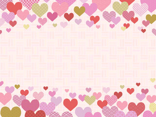 ハートの背景⑨和柄_上下_ピンク算木くずし