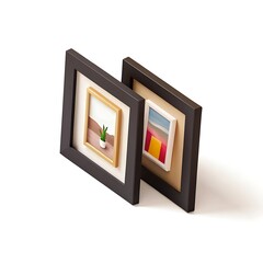 Two small framed abstract art pieces in black frames