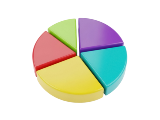 Isolated colorful pie chart showing shares or segments for data representation concept
