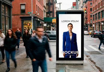 Urban crosswalk billboard advertising mockup
