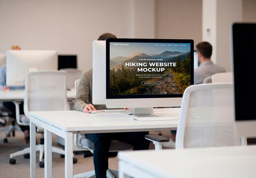 Office desktop monitor screen mockup