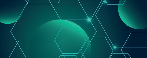 Dark green abstract background with a modern and futuristic hexagonal design. High-tech style background concept with shining light spots. Vector Illustration VOL. 4