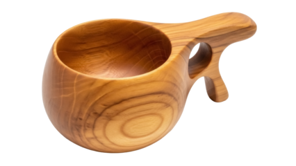 Isolated kuksa, handmade traditional wooden drinking cup, handcrafted Sami craft Finland
