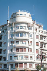 San Sebastian, Spain-October 2, 2024: Residential building  in the center of the city