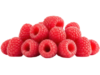 Isolated pile of vibrant raspberries against an even backdrop, a delicious and healthy snack