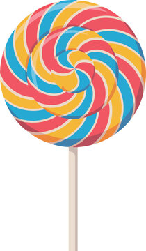 Vibrant Swirly Lollipop Vector Graphic Illustration Perfect for Candy Shops and Children's Party Themes