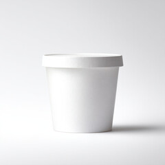 Blank white takeaway soup container with lid  