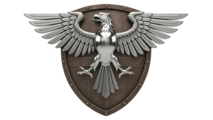 Isolated German imperial eagle on shield, heraldic symbol, German symbol, noble bird