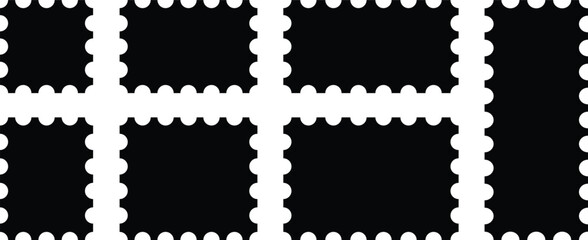 Postage stamp set. Set of blank rectangle and square Postage stamp frames. Blank postage stamp. Clean postage stamp template. 
