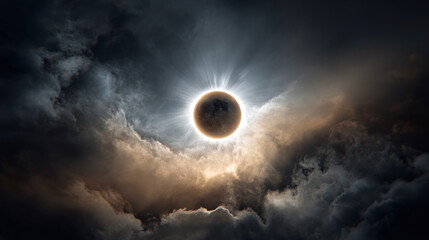An awe-inspiring image of a solar eclipse, with the sun's corona visible behind the dark moon