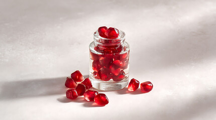 pomegranates in glass jar