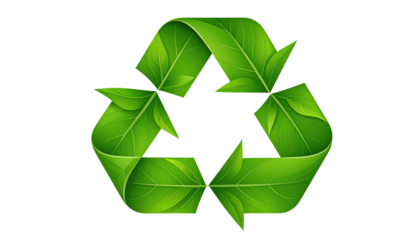 Green Recycle Symbol Made of Leaves on Transparent Background Environmental Conservation and Sustainable Living Concept Eco-Friendly Design Element
