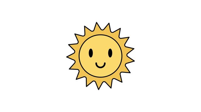 Sun animation icon featuring smiling face and bright yellow rays
