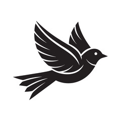 Obraz premium Flat Style Skylark Flying Bird Silhouette Illustration